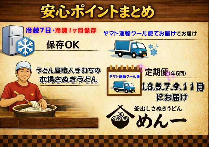 【定期便】うどん屋めん一の季節を感じる純生うどんセット(8人前) 年間6回定期発送【D-9】