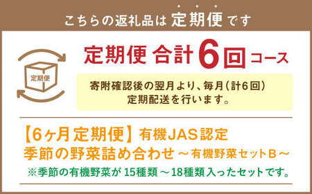 【6ヶ月定期便】有機JAS認定 季節の野菜 詰め合わせ～有機野菜セットB～  北海道北広島市