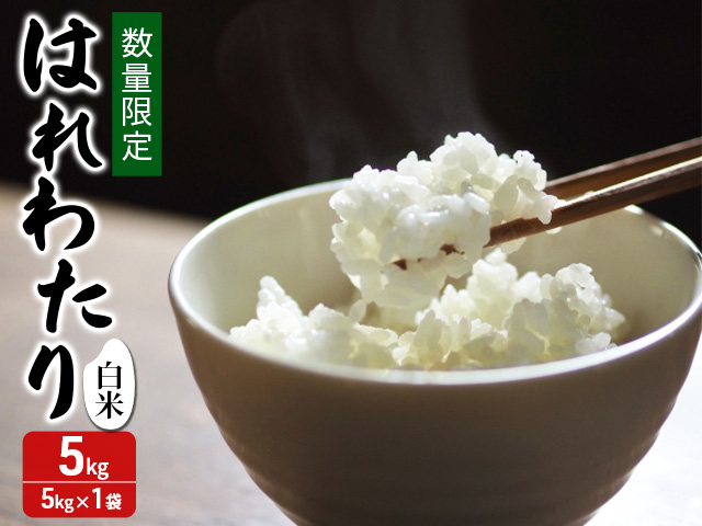 新米 数量限定 令和7年産 はれわたり 白米 5kg 1袋 米 精米 こめ お米 おこめ コメ ご飯 ごはん 特A 特A米 令和7年 限定 H.GREENWORK 青森 青森県 鯵ヶ沢町 