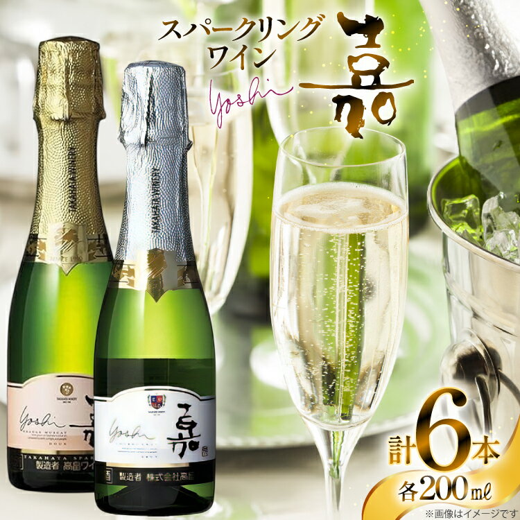 【ふるさと納税】スパークリング ミニボトル 嘉スパークリングワイン 辛口&甘口セット200ml×6本 [tk06ayt180036 山形県 高畠町 小田部商店] 辛口 甘口 ワイン お酒 酒