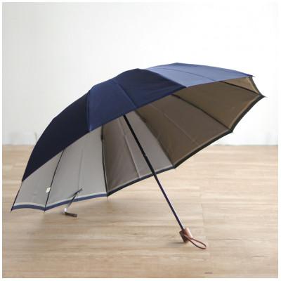 ふるさと納税 中央区 【数量限定】小宮商店　『裏縞』雨晴兼用折りたたみ傘　60cm10本骨　ネイビー