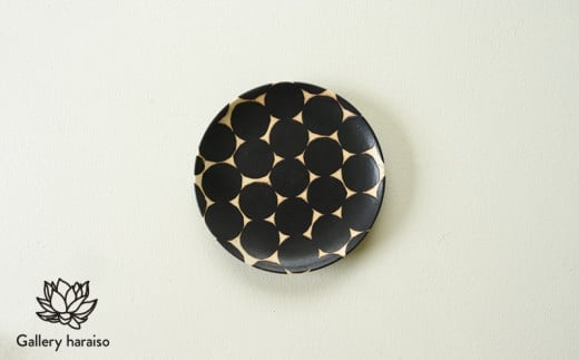 
            【沖縄のかわいい器】陶factory509モノクロ皿　／黒丸
          