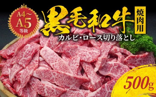 S001-026_【9月発送】黒毛和牛 焼肉 カルビ ロース 切り落とし 500g A4 ～ A5