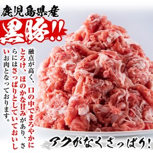 鹿児島県産 黒豚 肉 切り落とし 合計3kg(500g×6パック)セット 国産 豚肉 小分け【Rana】A412-v02