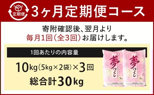 精米 食味鑑定士厳選【3ヶ月定期便】夢つくし10kg×3ヶ月