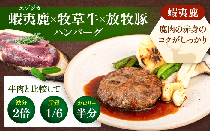 ハンバーグ 鹿肉 牛肉 豚肉 セット 食べ比べ 小分け 冷凍配送 北海道