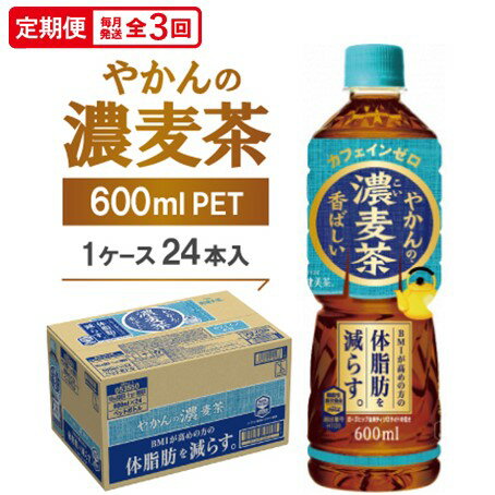 【ふるさと納税】【毎月定期便】やかんの濃麦茶600mlPET　24本入全3回【4075379】