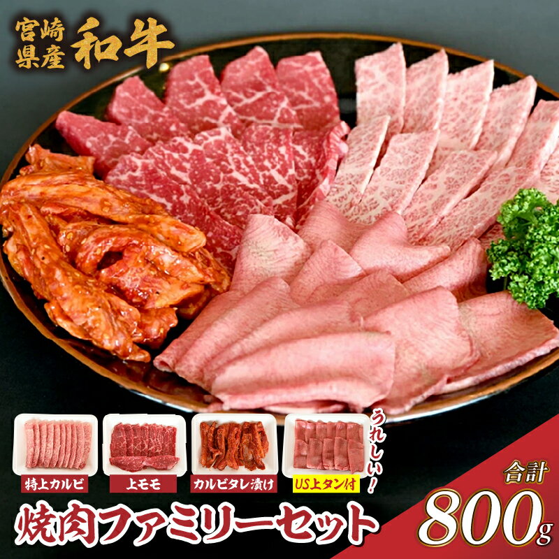【ふるさと納税】宮崎県産和牛焼肉ファミリーセット 黒毛和牛 ブランド牛 カルビ 焼肉 特上 カルビタレ モモ 上タン 牛タン 国産牛 牛 肉 牛肉 お肉 ふるさと 人気 おすすめ セット 贈答 ギフト お裾分け プレゼント 精肉 宮崎県 小林市