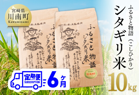 【6ヶ月定期便】※毎月20日頃発送※【令和6年産】宮崎県産こしひかり 「シタギリ米」 5kg×2【 お米 新米 2024年産 定期便 全6回 】[D04202t6]