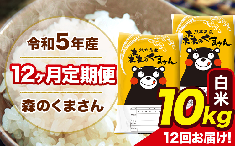 米 令和5年産 森のくまさん 【12ヶ月定期便】 白米 《お申し込み月の翌月から出荷開始》 10kg (5kg×2袋)---mk5tei_140000_10kg_mo12num1_ng_h---