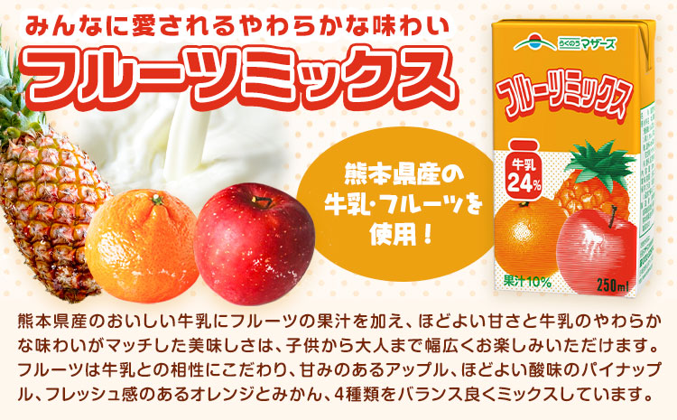 常温保存可能 フルーツミックス 250ml×48本 合同会社たべたせいか《30日以内に出荷予定(土日祝除く)》熊本県 菊池市 ミックスジュース らくのうマザーズ フルーツ牛乳 フルーツ ジュース 紙パ