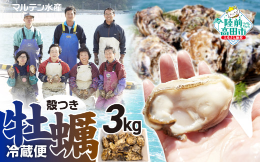 【12月後半発送】【訳あり・数量限定】 殻付き牡蠣 約3kg 生食可 【 牡蠣 かき カキ 殻付き 生食 真牡蠣 冷蔵 国産 三陸産 広田湾 マルテン水産 】 RT2794