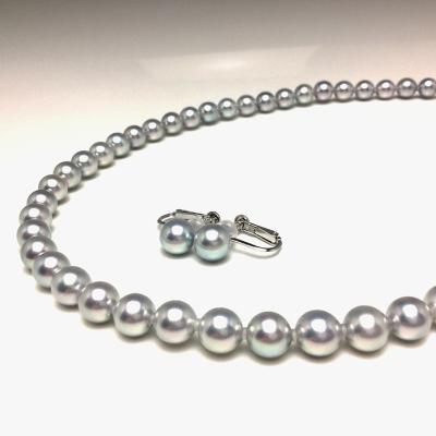 ふるさと納税 志摩市 アコヤ真珠ネックレス・イヤリングセット  7.0〜7.5ミリ　ブルーグレー系　高品質パール |  | 01