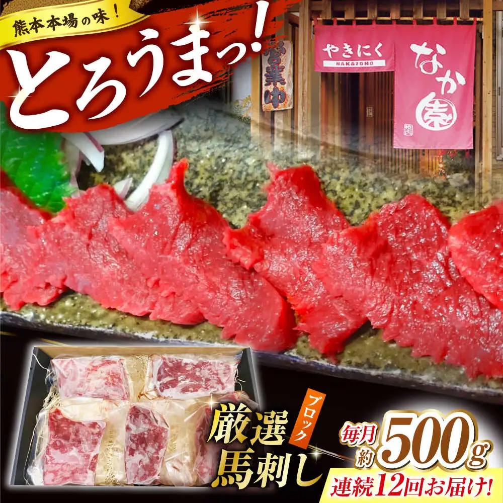 【12回定期便】熊本 馬刺し「なか園」赤身馬刺し 約500ｇ【有限会社スイートサプライなかぞの】[ZBV079]