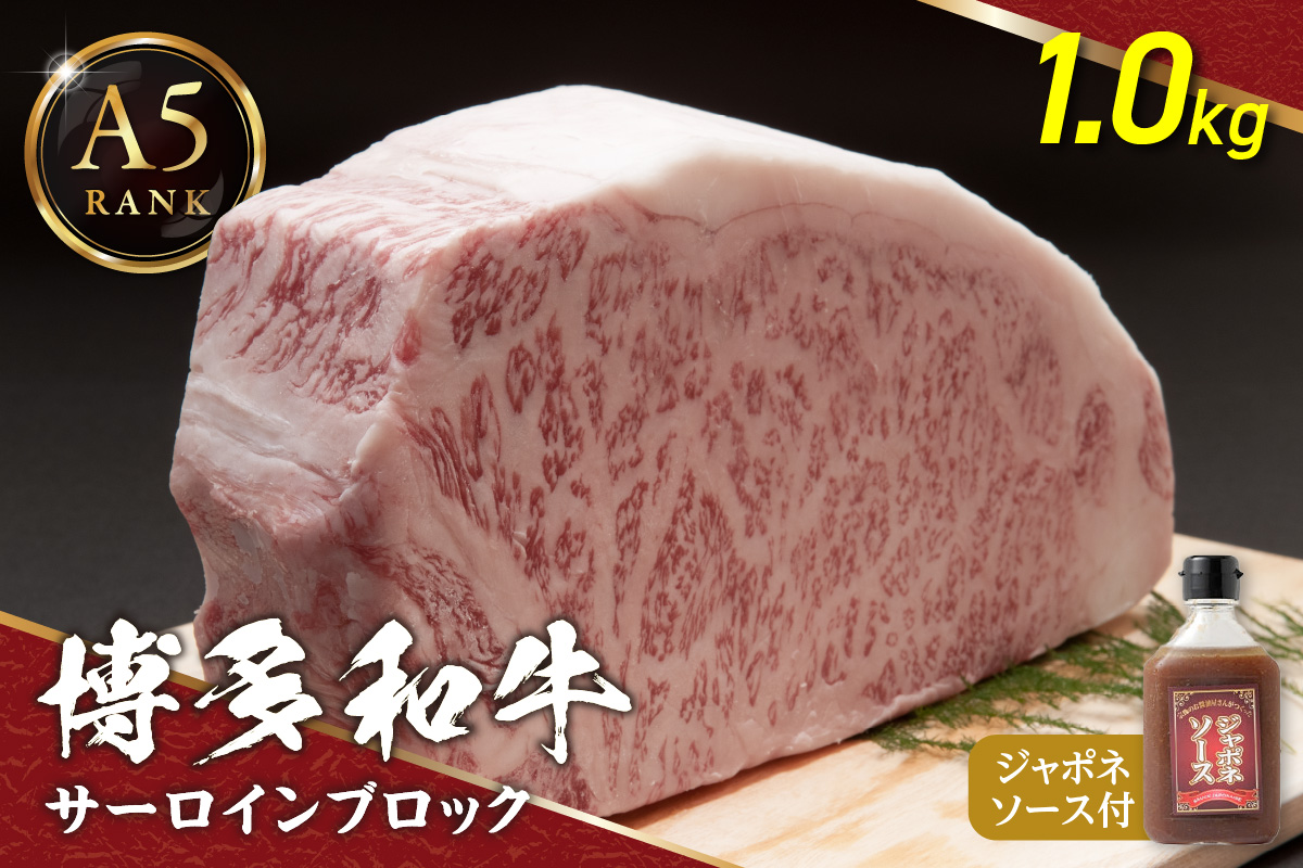【A5ランク】博多和牛サーロインブロック1.0kg(ジャポネソース付)【伊豆丸商店】_AS0181-00
