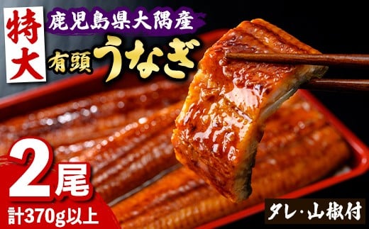 
                  B57005 特大うなぎ蒲焼(有頭)(2尾・計370g以上、タレ、山椒付) 鹿児島 国産 九州産 大隅産 鰻 うなぎ ウナギ 蒲焼き うな重 うな丼 ひつまぶし 丑の日 土用の丑の日 化粧箱 贈答 【一般社団法人きもつき宇宙協議会】
                