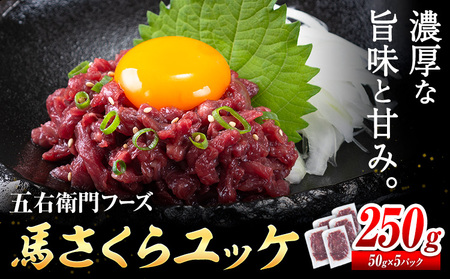 馬肉 馬さくらユッケ 50g × 5パック 250g 五右衛門フーズ 《60日以内に出荷予定(土日祝除く)》 熊本県 球磨郡 山江村 馬肉 肉 国産 馬 さくら ユッケ 小分け 送料無料