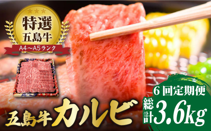 
【全6回定期便】【幻の和牛！とろける肉汁がたまらない…！】 五島牛 特選 カルビ 600g 焼肉 牛肉 牛 肉 お肉 国産 和牛 赤身 【カミティバリュー】 [RBP042]
