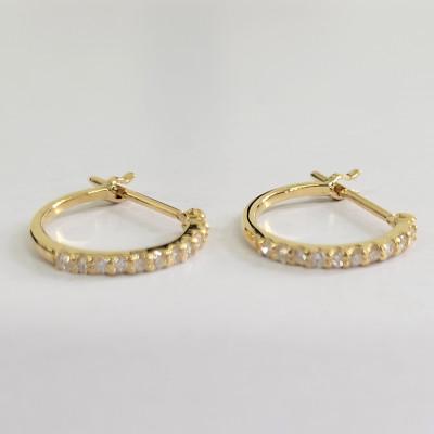 ふるさと納税 松山市 K18 0.10ct ハーフエタニティ フープ ダイヤ ピアス