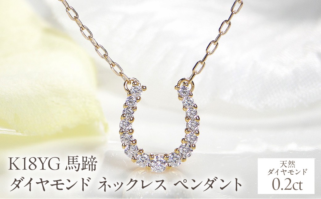 
                  K18YG 0.2ct 馬蹄 ダイヤモンド ネックレス ペンダント EmN0021-18Y SWCJ007
                