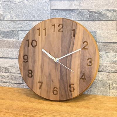 ふるさと納税 大川市 木製掛け時計　ウォールナット丸形　直径25cm