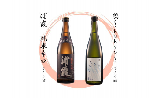 【4】宮城の地酒 720㎖ 2本セット《想～kokyo～・浦霞 純米辛口》 飲み比べ 純米大吟醸 お酒 辛口 佐浦 新澤醸造店 蔵の華 100％使用 四合瓶 宮城県 東松島市 オンラインワンストップ 対応 自治体マイページ