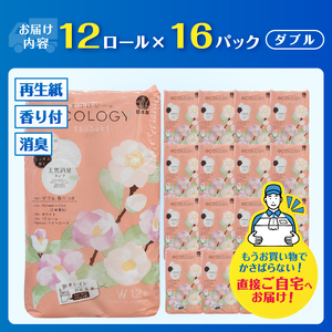 トイレットペーパー 「エコロジー」 ダブル 192ロール 大容量 エンボス 消臭 ベビーローズの香り 再生紙 無地 無色 クラフト包装 備蓄 日用品 消耗品 生活用品 富士市 [sf002-556]