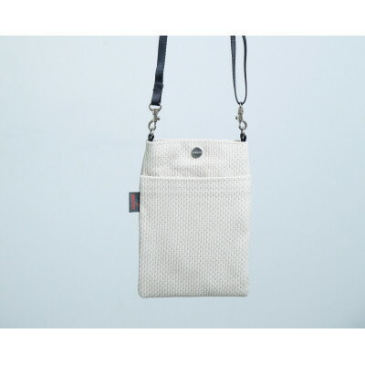 【ふるさと納税】三河木綿刺し子織　sasicco　スマホショルダー　アイスグレー【1690461】