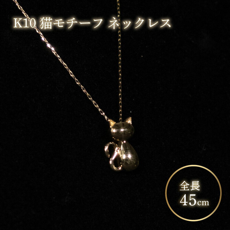 【ふるさと納税】 ダイヤ 猫モチーフ ネックレス K10 イエローゴールド | ジュエリー アクセサリー 母の日 プレゼント 宝石 石 ギフト 誕生日 クリスマス 記念日 結婚 婚約 お取り寄せ 送料無料 愛媛県 松山市