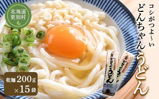 どんちゃんうどん 乾麺 15袋 麺  うどん 麺類 詰合せ 北海道十勝更別村 F21P-424