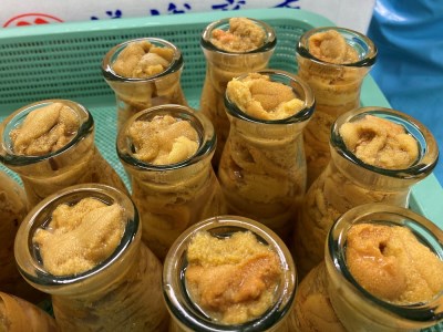 北三陸産 天然生うに 180g×1本【牛乳瓶入り】 ミョウバン不使用 無添加 三陸 塩水 瓶詰 生ウニ 生雲丹