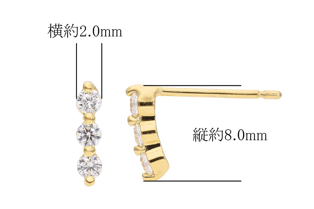 K18YG　スリーダイヤピアス　mkｰ439　CR-1