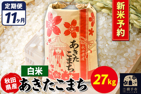 《令和7年産 新米受付》《定期便11ヶ月》あきたこまち 27kg【白米】秋田県産 こまちライン