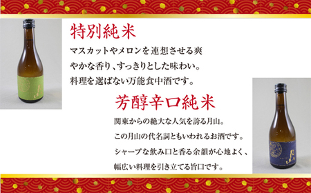 月山 飲み比べ4種 300ml×4本セット【純米吟醸 特別純米 辛口 日本酒 地酒 お酒 吉田酒造 老舗 美味しい セット 詰め合わせ こだわり 芳醇 旨口 はじめて おすすめ フルーティー 食中酒 