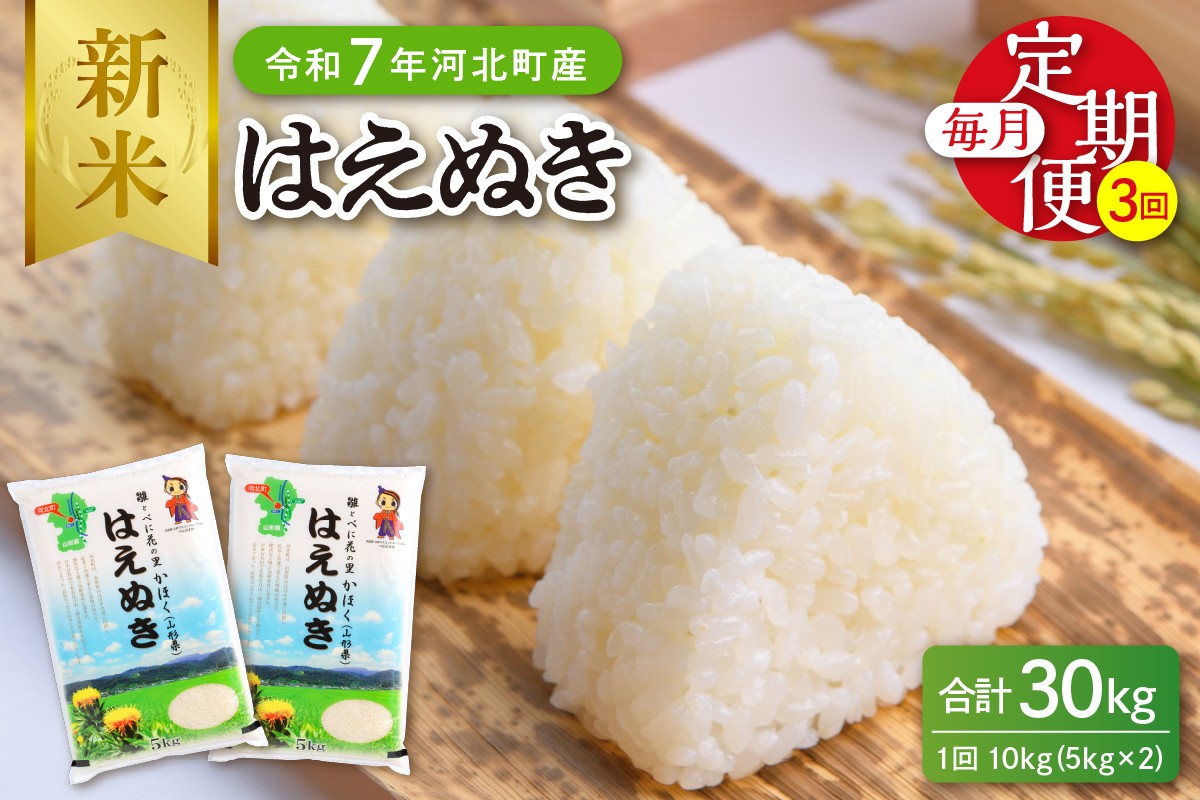 
            【令和7年産米】※選べる配送時期※はえぬき30kg（10kg×3ヶ月）定期便 山形県産 【JAさがえ西村山】ka008-006d-r7
          