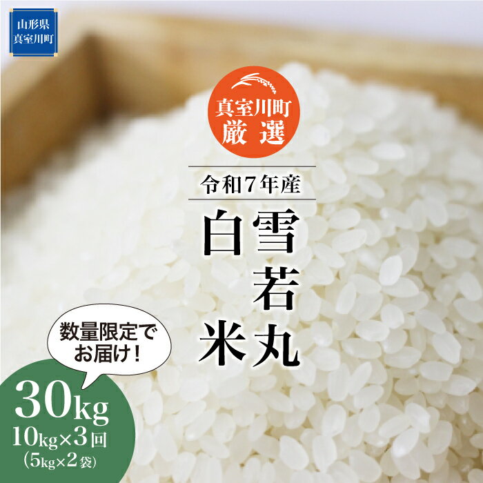 【ふるさと納税】数量限定でお届け！令和7年産 真室川町厳選 雪若丸 ［白米］ 30kg 定期便（10kg×3回お届け）