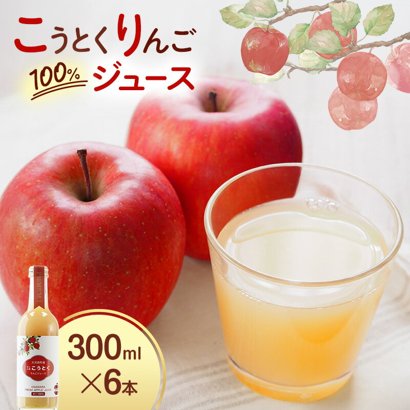 【ふるさと納税】大河原産 「 こうとく 」 りんご ジュース 300ml × 6本 リンゴ 林檎 ジュース りんごジュース リンゴジュース 飲み物 飲料 果実飲料 フルーツ 果物 くだもの ドリンク 大河原町