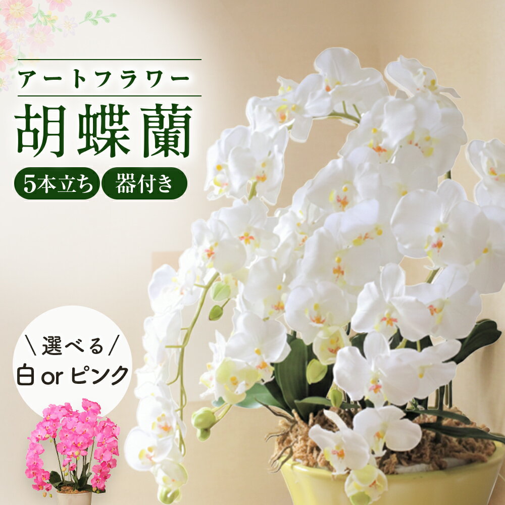 【ふるさと納税】空気をきれいにする 胡蝶蘭 5本 立て ( 器付き ) アートフラワー 消臭 除菌 空気清浄 光触媒 健康 花 雑貨 贈り物 プレゼント お祝い インテリア 玄関 リビング あとりえヒロ