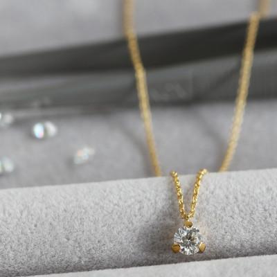 ふるさと納税 大津市 【ラボグロウンダイヤモンドネックレス】0.2ct 3点留め K18イエローゴールド 長さ40cm |  | 01