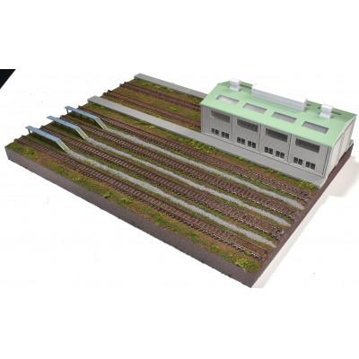 ふるさと納税 南箕輪村 Nゲージ用 鉄道模型用ジオラマ展示台 37×26cm 複線機関庫付き6線ヤード(TOMIX複線機関)
