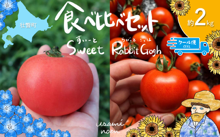 【2026年予約】極旨トマトクール便 食べ比べ2種セット 北海道壮瞥町産 スイート＆ラビットゴッホ 2kg 中玉トマト SBTAJ028