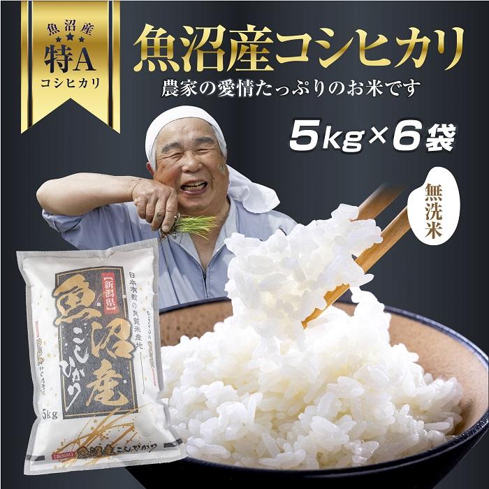 【ふるさと納税】DH08 「無洗米」 新潟県 魚沼産 コシヒカリ お米 30kg こしひかり 精米 米（お米の美味しい炊き方ガイド付き）