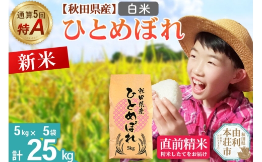 《令和8年産 新米受付》《1回のみお届け》【白米】通算5回特A 秋田県産ひとめぼれ 25kg(5kg×5袋) お米 米 こめ 藤岡農産 [米 白米 特A 精米 秋田県 東北 お米 ひとめぼれ 小袋 小分け 直前精米 おいしい米 おすすめ]