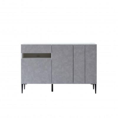 ふるさと納税 大川市 サイドボード 130cm リード　ライトグレー×ホワイト【大川家具】