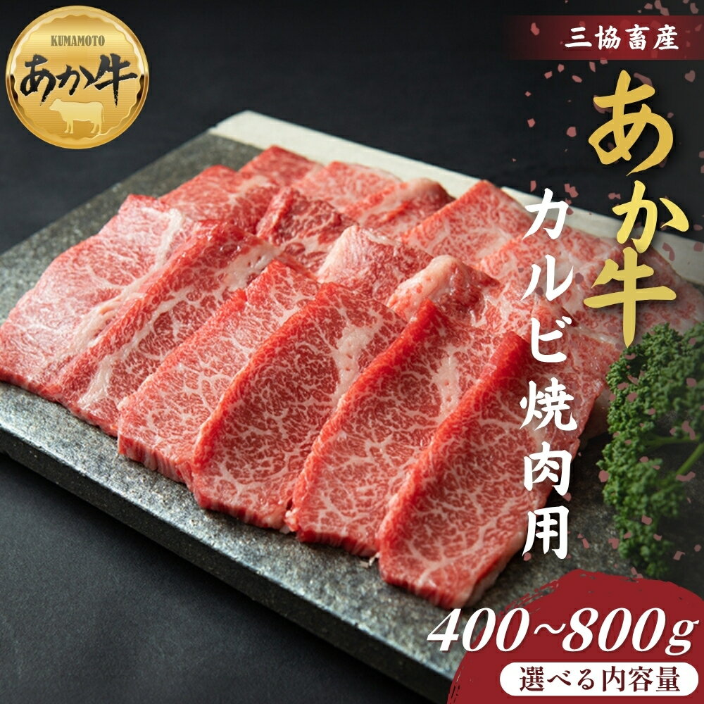 【ふるさと納税】【三協畜産】あか牛カルビ焼肉用 400g～800g あか牛のタレ付き あか牛 赤牛 牛肉 国産 簡単 お取り寄せ 冷凍 お土産 ギフト 贈り物 贈答用 豪華 セット ご当地 簡単 手軽 贅沢 ご褒美 お祝い 人気 晩ご飯 熊本県 阿蘇市