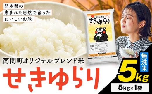米 南関町 せきゆらり 無洗米 5kg《3-7日以内に出荷予定(土日祝除く)》熊本県産 国産 米 南関町 せきゆらり 無洗米 5kg 熊本県産 国産 ブレンド米 精米 お米 こめ コメ 5キロ 5kg×1袋 常温便 無洗米 こめ コメ 5キロ