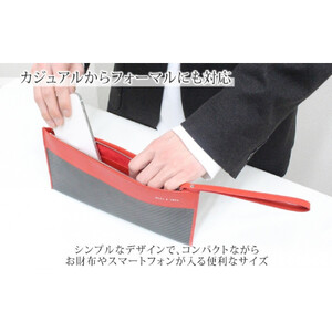 hide k 1896 ソフトカーボン ミニ クラッチバッグ タイプa【レッド】mini clutch bag a 27cm×13cm×1cm メンズ セカンドバッグ サブバッグ ゴートレザー 本革 