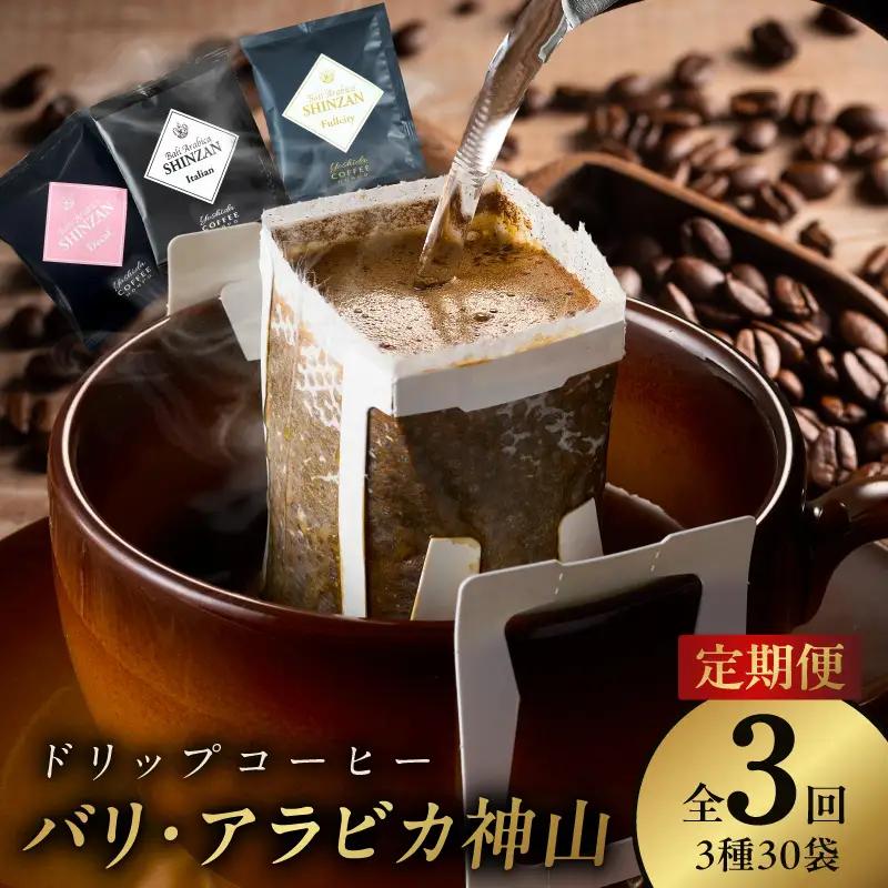 ドリップコーヒー バリ アラビカ神山 3種30袋 定期便 全3回【毎月配送コース】