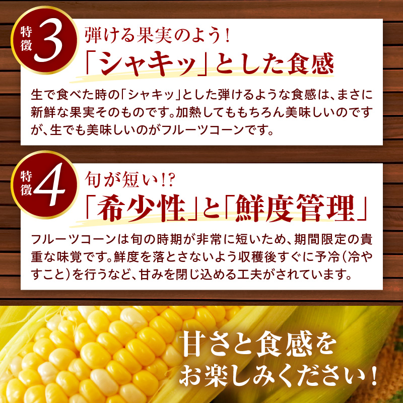 【令和8年産】とにかく甘い、朝採りとうもろこし「フルーツコーン」 13本 【かほくらし社】 １３本 (1本約400g～450g)