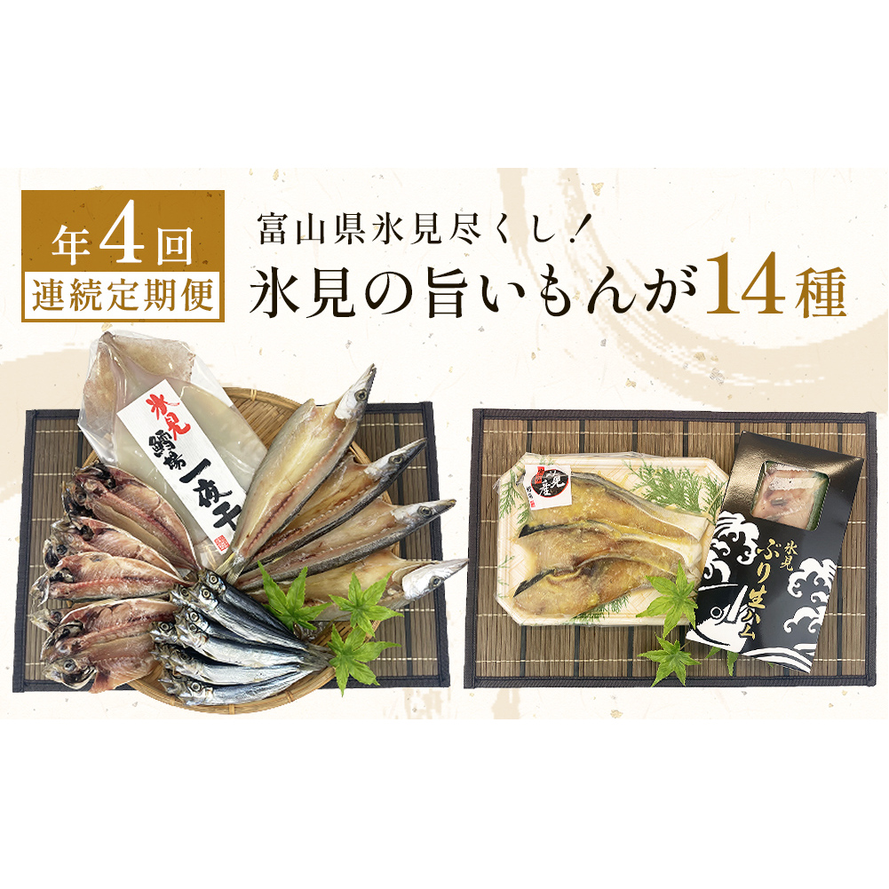 〈4ヶ月連続定期便〉 富山県氷見尽くし！「氷見ぶり」「氷見産干物」「氷見産昆布〆お刺身」など氷見の旨いもんが14種！